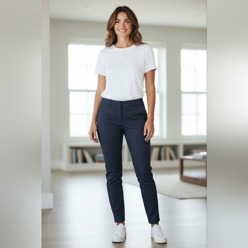 Liverpool Navy Ankle Dress Pants | US 4 Slim Career Trouser